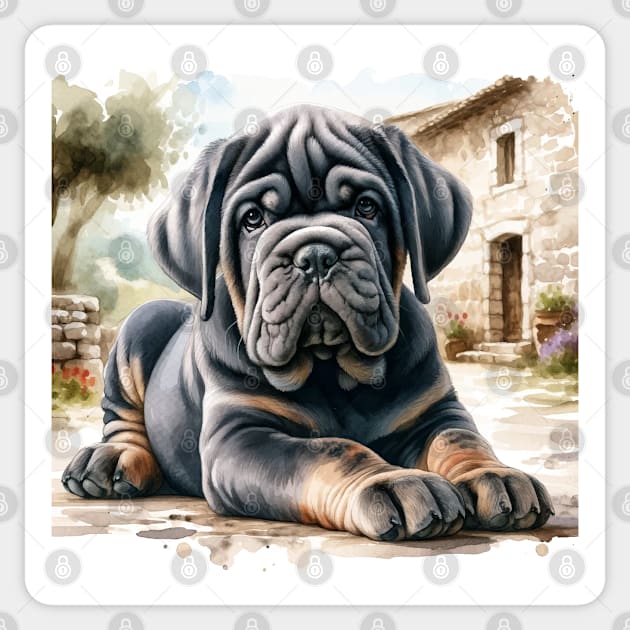 Watercolor Neapolitan Mastiff Puppies - Cute Puppy Sticker by Aquarelle Impressions